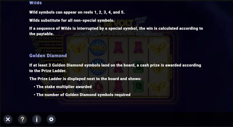 12 Volt Diamonds - ग्रिड पर Wild और भुगतान करने वाले सिंबल